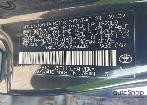 2010 Scion Xd from USA, damaged, VIN JTKKU4B4XAJ054446